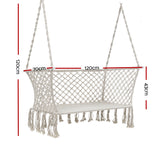 Gardeon Double Hammock Chair for Two - Cream Portable Swing with Tassels - Front View