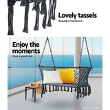 Gardeon Double Hammock Chair with Tassels - Portable 2-Person Swing for Indoor/Outdoor Use - 45-Degree Angle