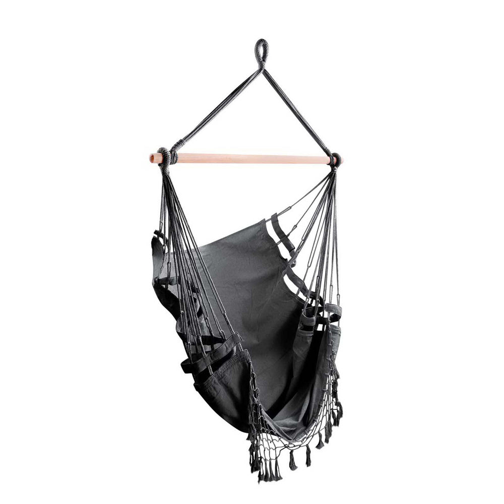 Grey Hanging Hammock Swing Chair with Timber Rail