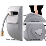 20M Automatic Retractable Garden Hose Reel with Wall Mount and Spray Gun - Close-Up Angle