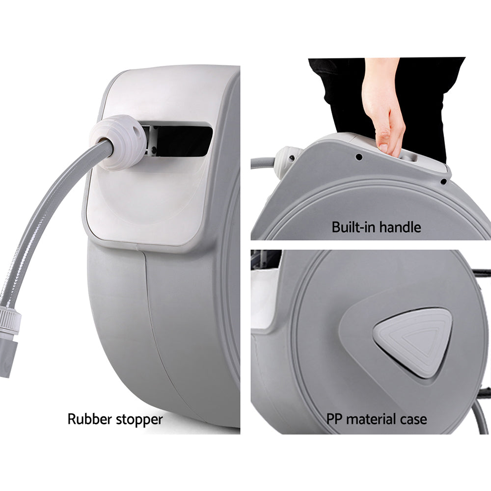 30M Automatic Retractable Hose Reel with Multi-Function Spray Gun