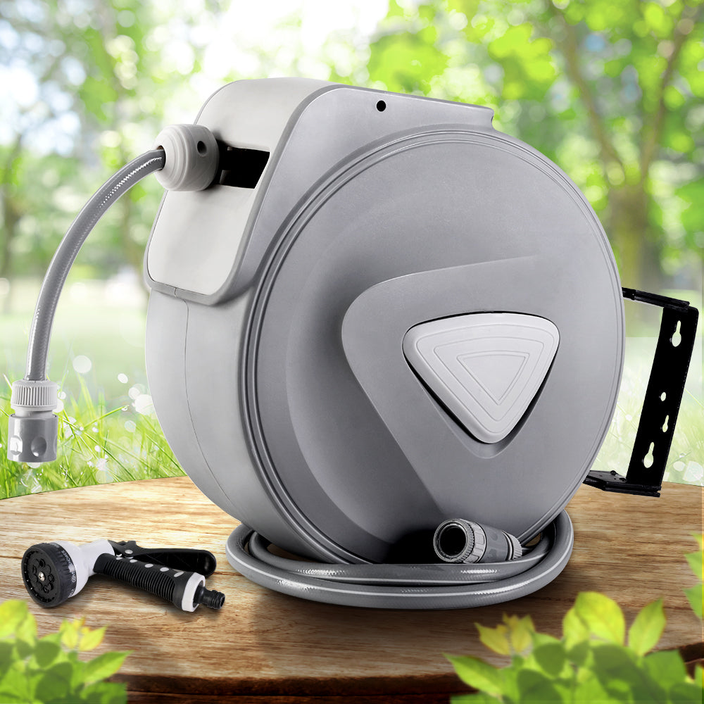 30M Automatic Retractable Hose Reel with Multi-Function Spray Gun