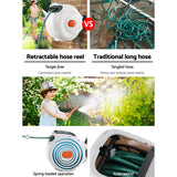 Compact 20M Automatic Hose Reel with Versatile Brass Spray Gun and 180° Swivel Bracket - 45-Degree Angle