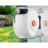 Compact 20M Automatic Hose Reel with Versatile Brass Spray Gun and 180° Swivel Bracket - Rear View