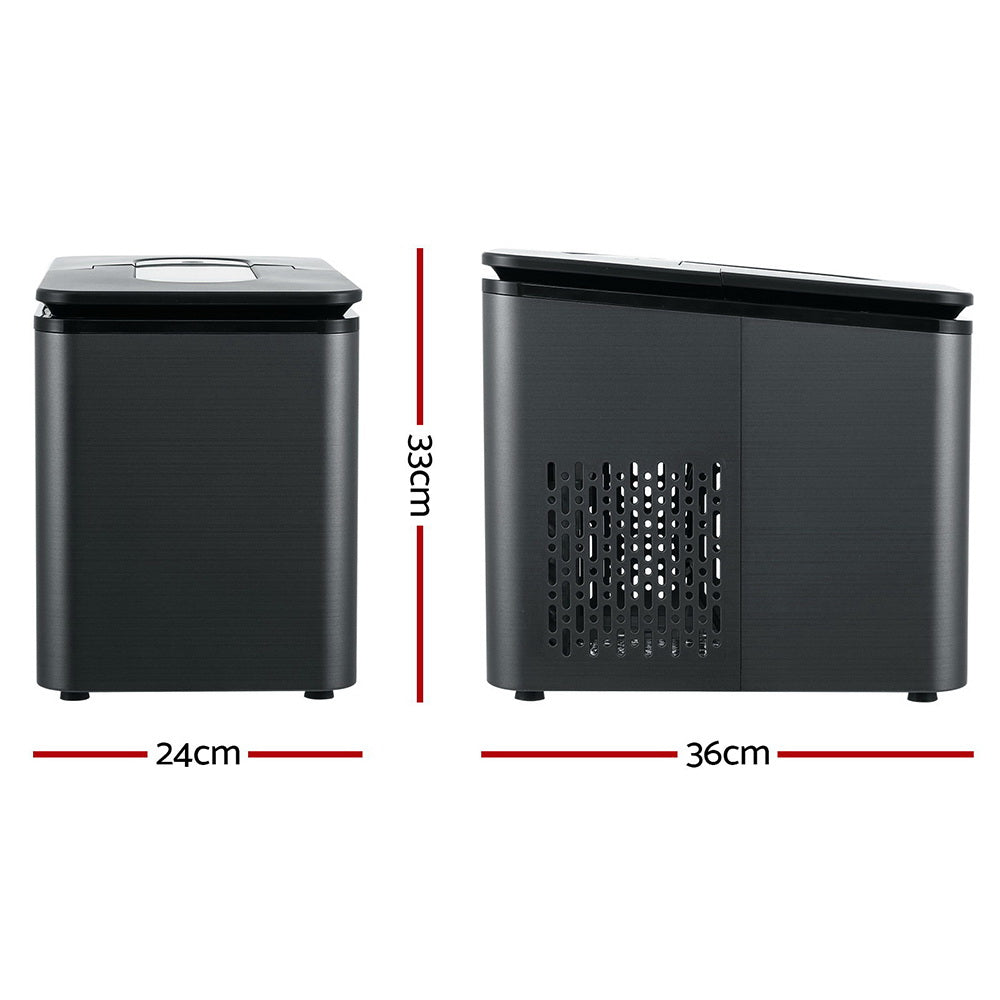 Portable 2.2L Ice Maker - 12KG Countertop Ice Cube Machine for Home & Bar Use - Black
