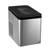 Portable 2.2L Ice Maker - 12KG Home & Bar Countertop Machine with LED Control, Silver Finish - Front View