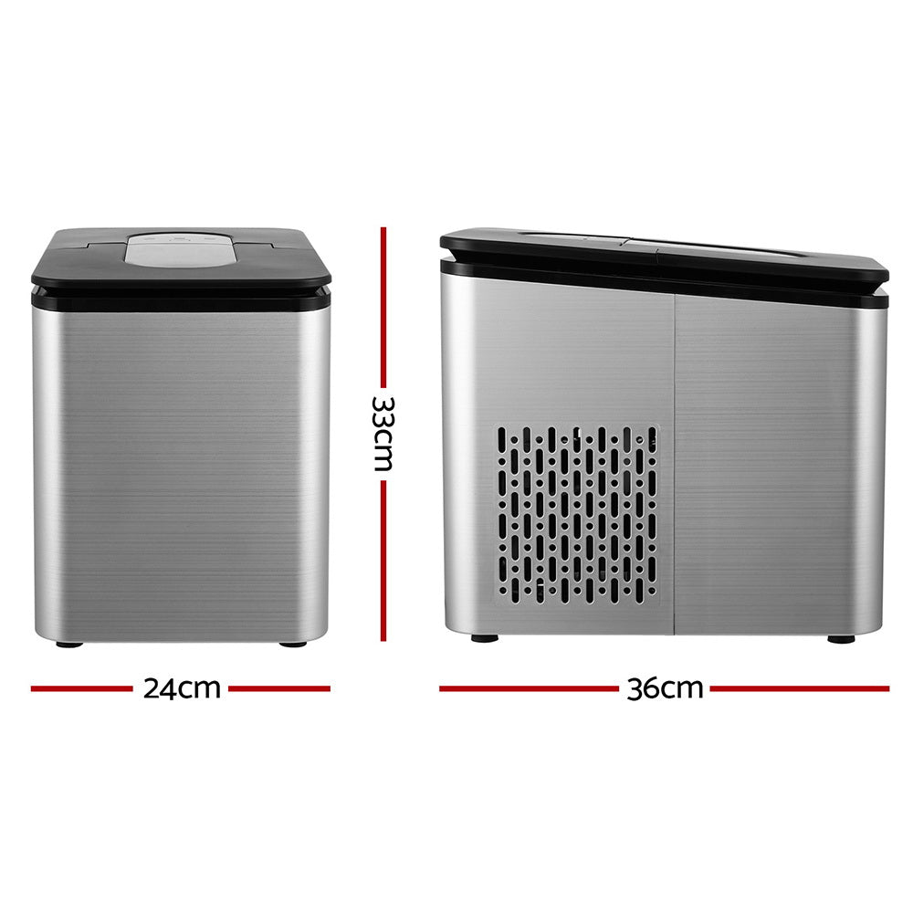Portable 2.2L Ice Maker - 12KG Home & Bar Countertop Machine with LED Control, Silver Finish