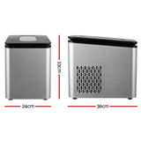 Portable 2.2L Ice Maker - 12KG Home & Bar Countertop Machine with LED Control, Silver Finish - Side View
