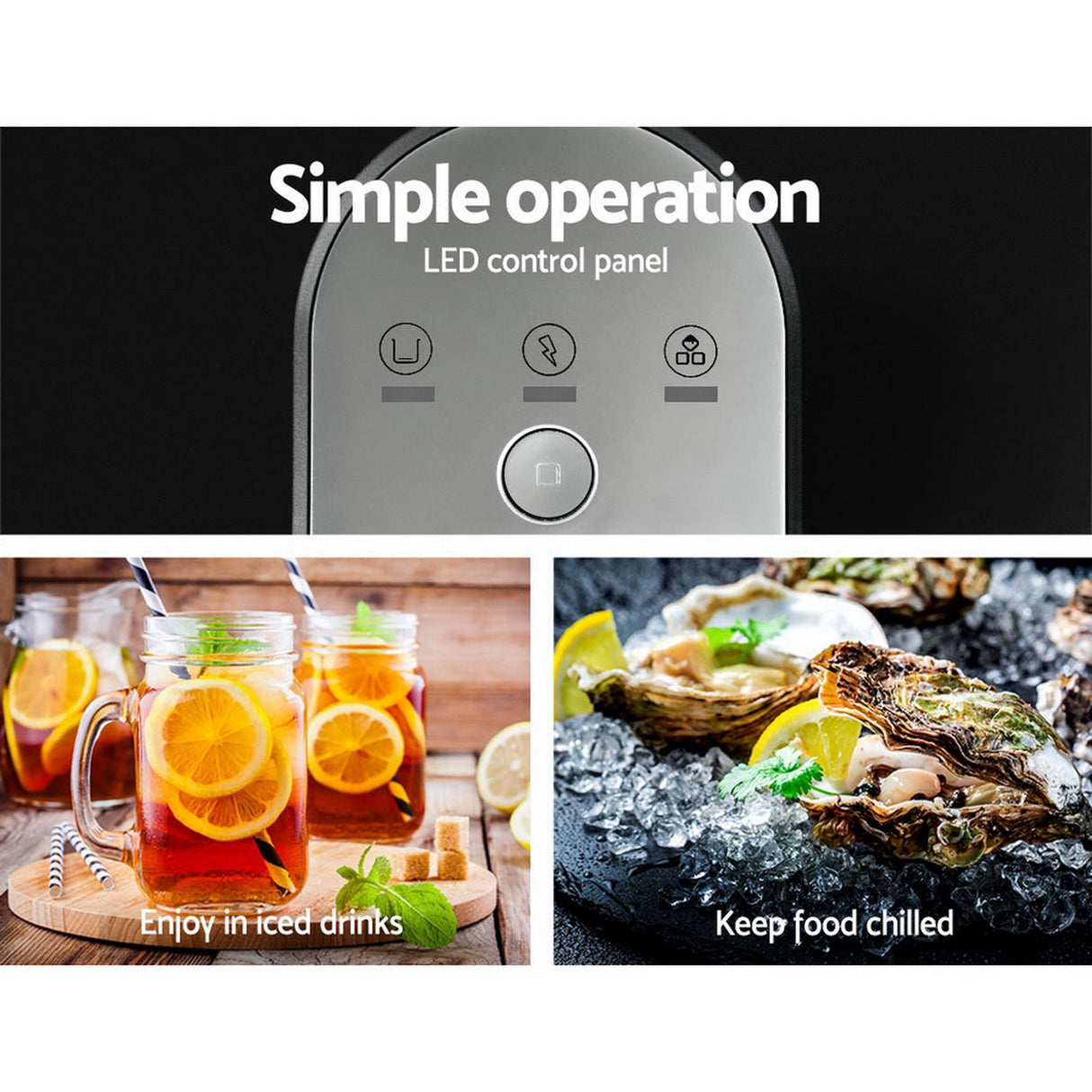 Portable 2.2L Ice Maker - 12KG Home & Bar Countertop Machine with LED Control, Silver Finish
