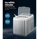 Portable Commercial Ice Maker Machine - 2.6L Countertop Ice Cube Maker for Bars and Parties - Rear View