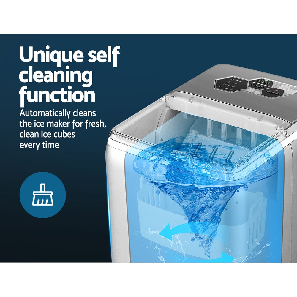Portable Commercial Ice Maker Machine - 2.6L Countertop Ice Cube Maker for Bars and Parties