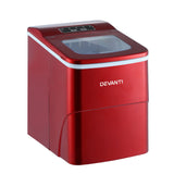 DEVANTi Quick-Freeze Portable Ice Maker - 2L Countertop Ice Cube Generator in Red - Side View