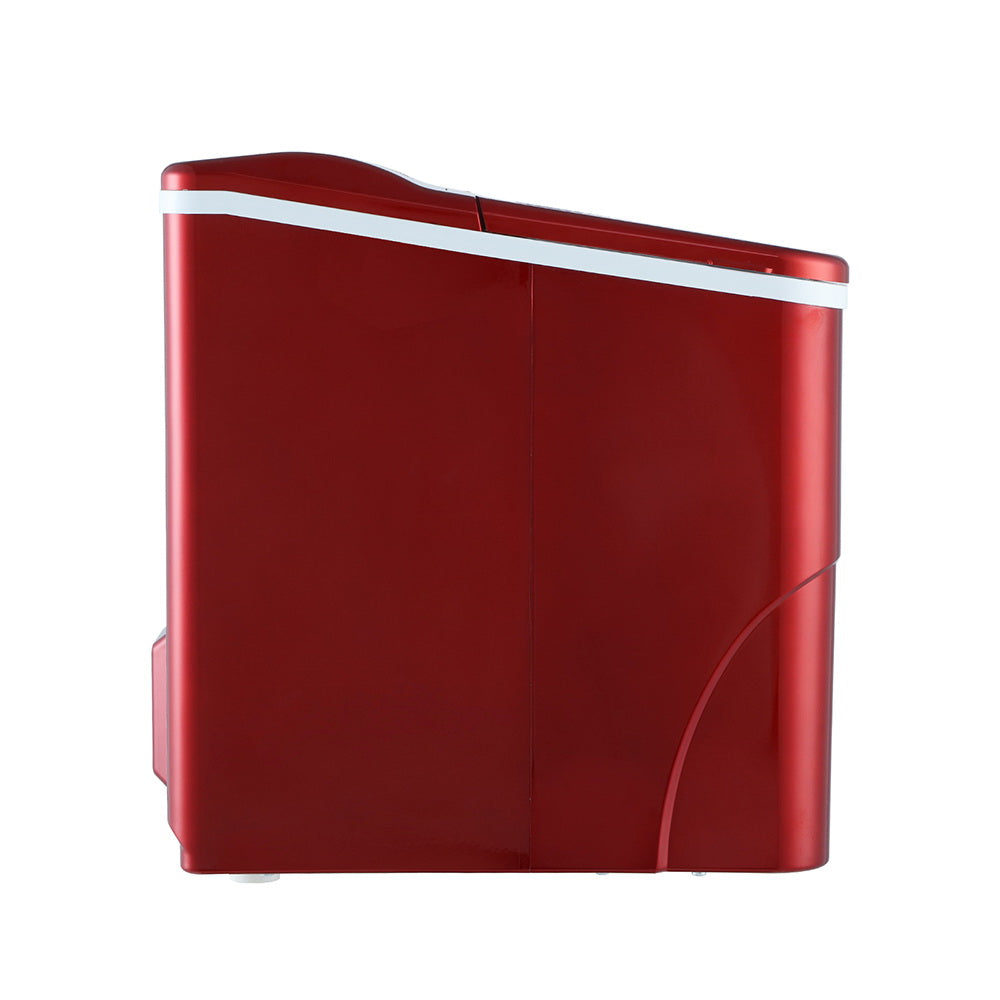 DEVANTi Quick-Freeze Portable Ice Maker - 2L Countertop Ice Cube Generator in Red