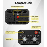Giantz 1500W Pure Sine Wave Inverter for 12V Battery – High Efficiency DC-AC Power Converter - 45-Degree Angle