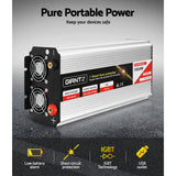 Giantz 1500W Pure Sine Wave Inverter for 12V Battery – High Efficiency DC-AC Power Converter - Rear View