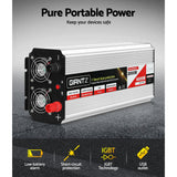 Giantz 2000W/4000W Pure Sine Wave Inverter for 12V to 240V Power Supply - Ideal for Camping, Boats, and Caravans - 45-Degree Angle