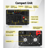 Giantz 3000W/6000W Pure Sine Wave Inverter for 12V to 240V - Ideal for Camping, Boats, and Caravans - Rear View