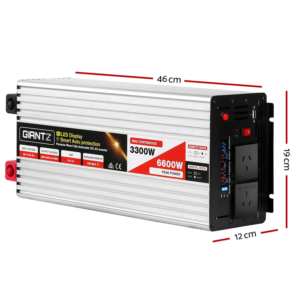 Giantz 3300W Pure Sine Wave Inverter for 12V Power Solutions