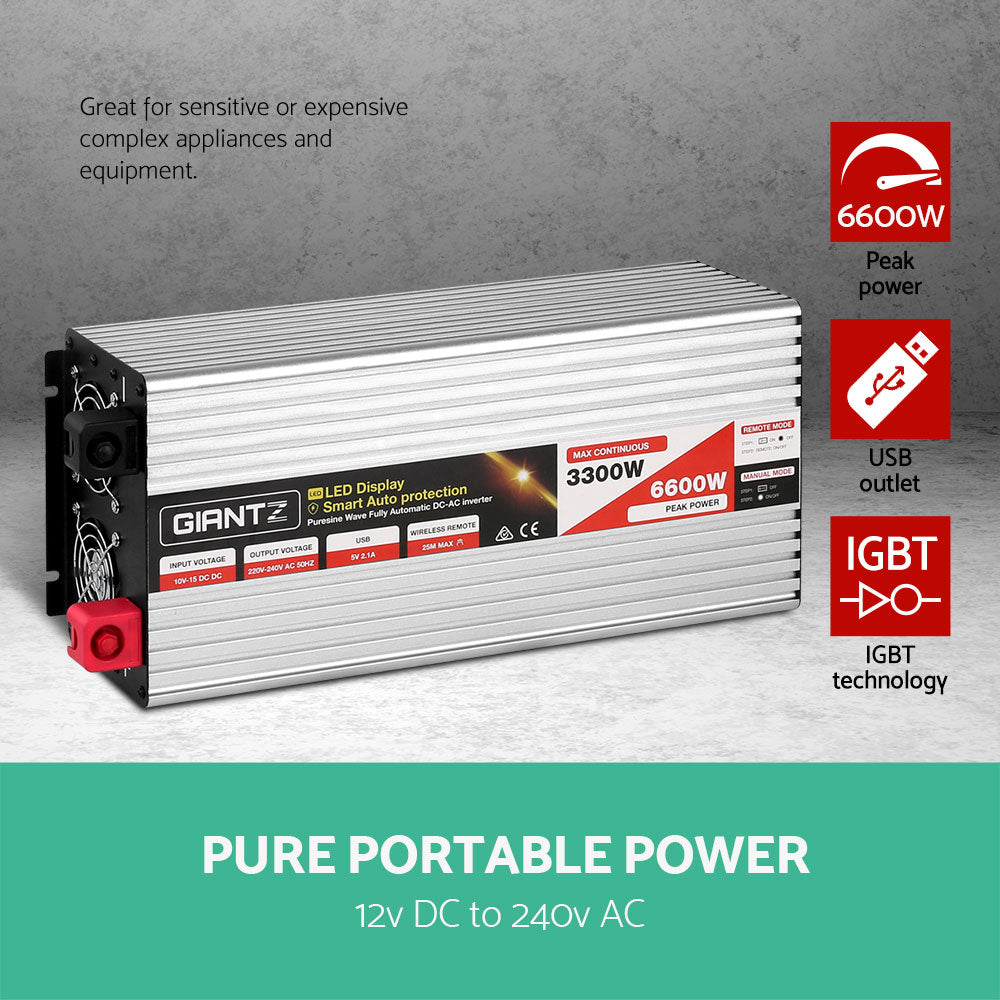 Giantz 3300W Pure Sine Wave Inverter for 12V Power Solutions