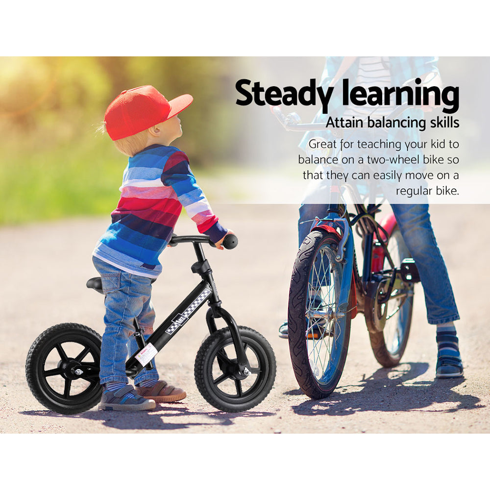 Rigo 12" Kids Balance Bike - Lightweight Push Bicycle for Toddlers, Black