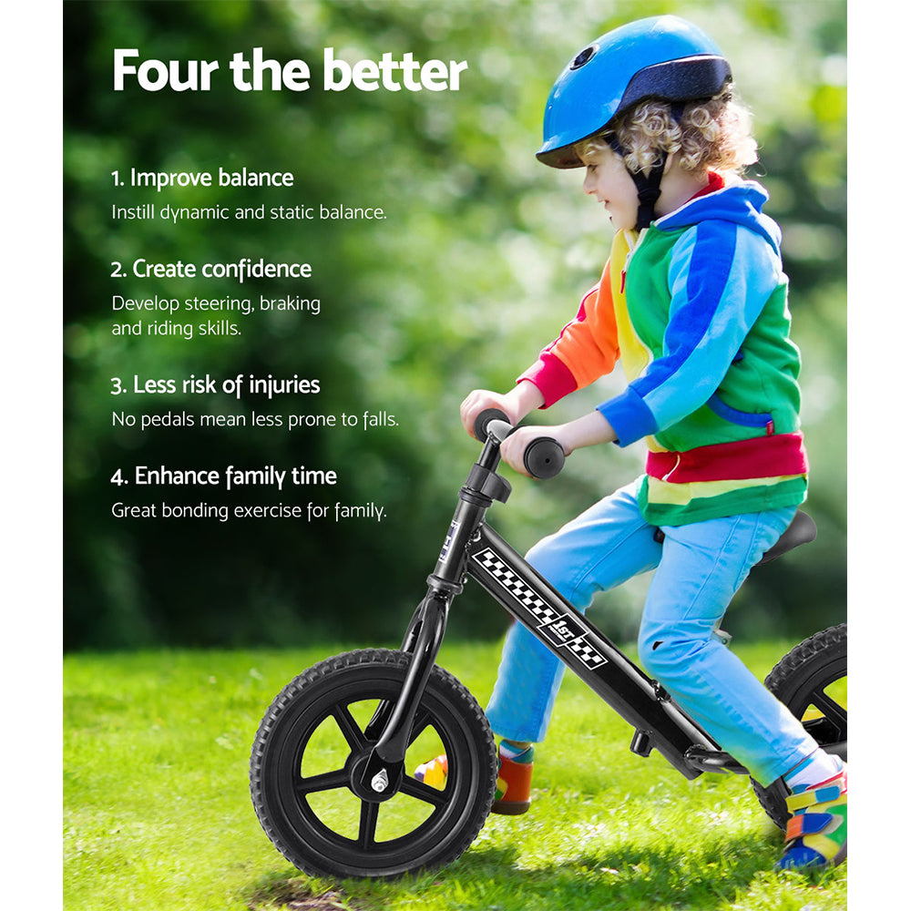 Rigo 12" Kids Balance Bike - Lightweight Push Bicycle for Toddlers, Black