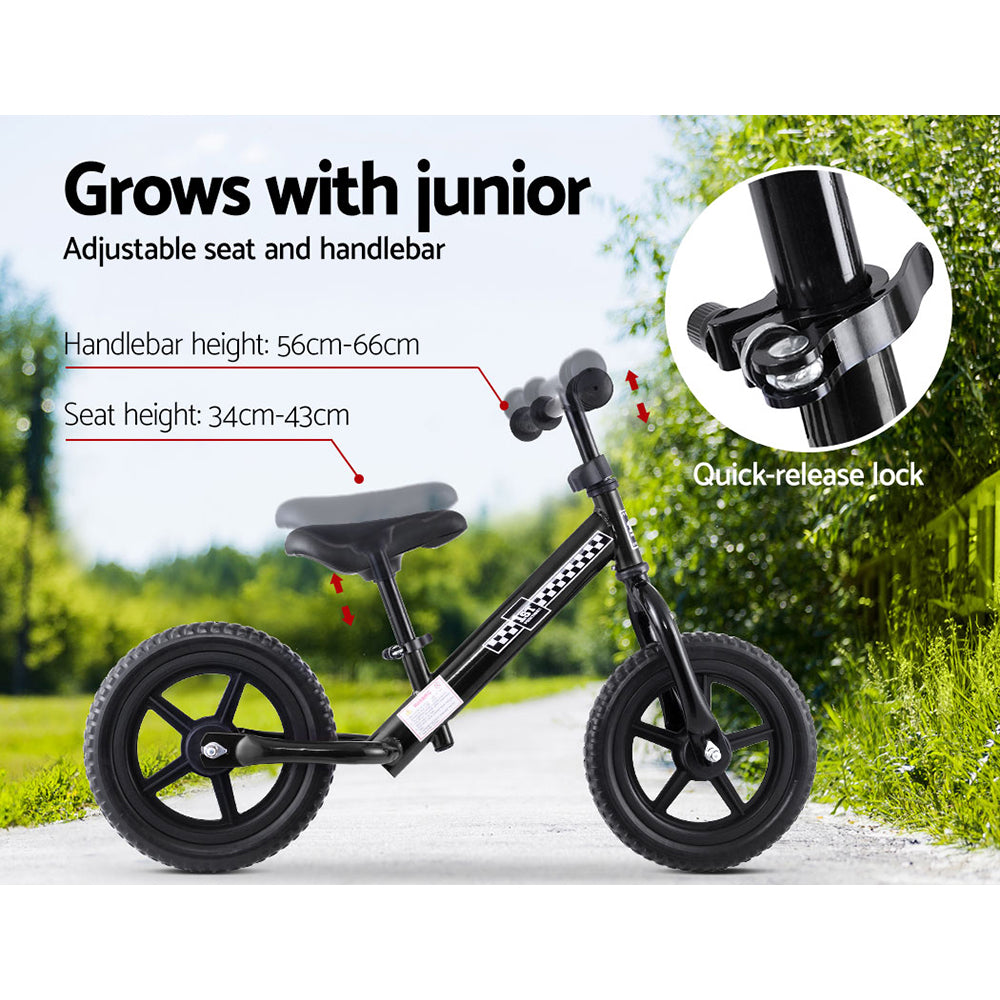 Rigo 12" Kids Balance Bike - Lightweight Push Bicycle for Toddlers, Black