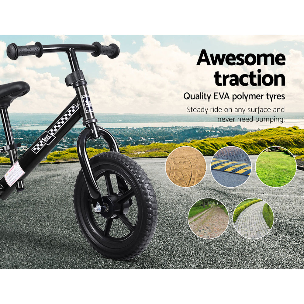 Rigo 12" Kids Balance Bike - Lightweight Push Bicycle for Toddlers, Black