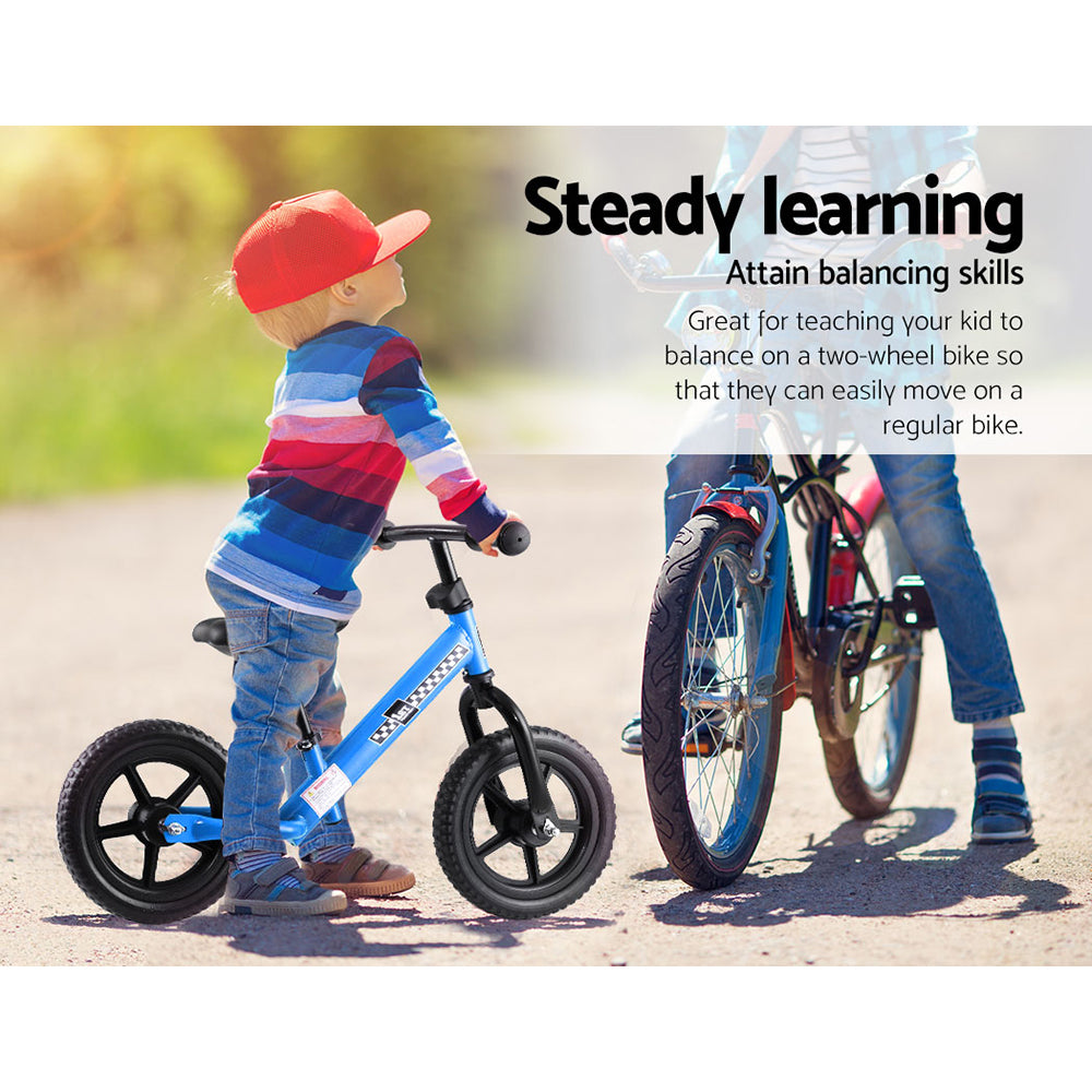 Rigo 12" Blue Kids Balance Bike - Lightweight Toddler Ride-On Bicycle with Adjustable Features