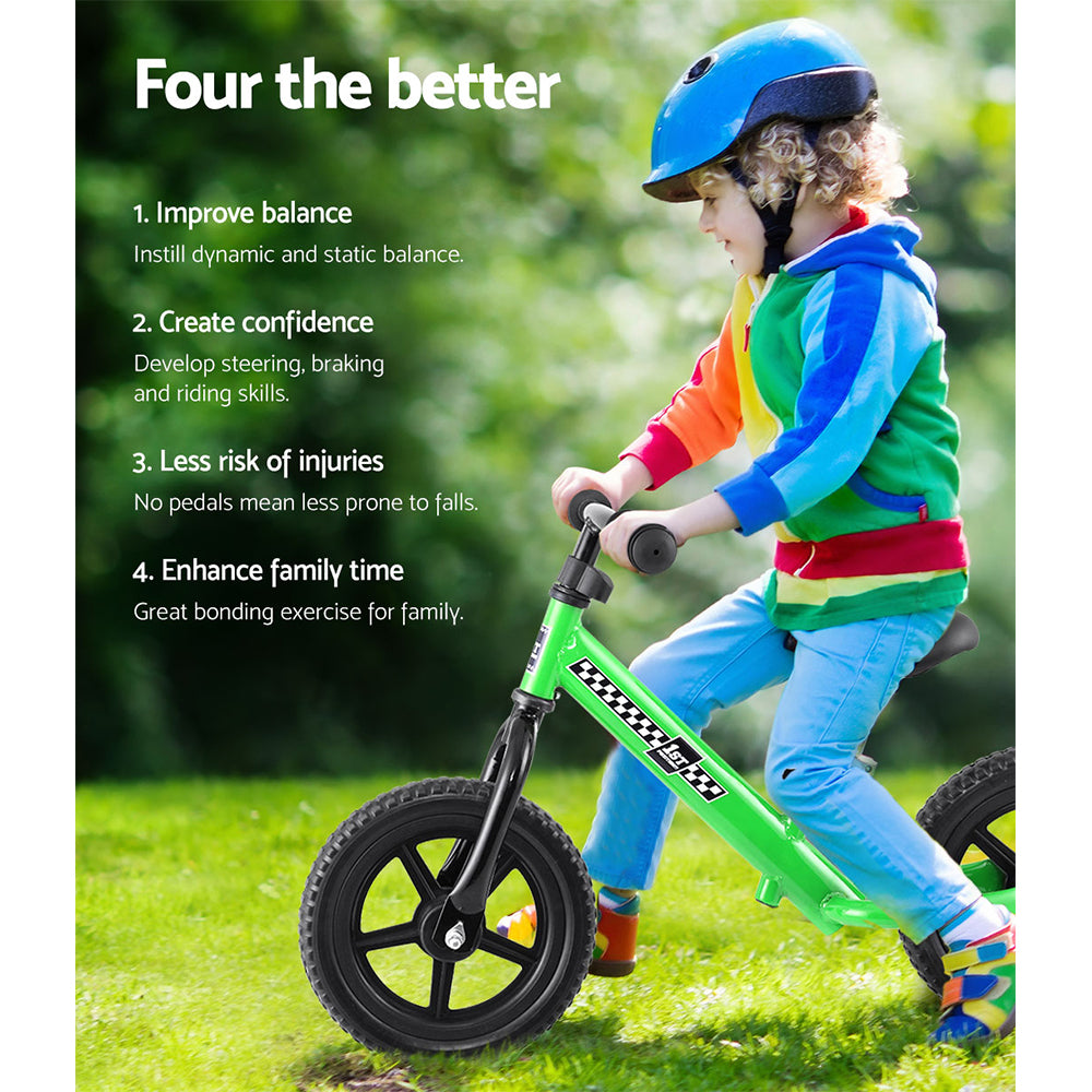 Rigo Green 12" Kids Balance Bike - Lightweight Toddler Bicycle with Adjustable Features