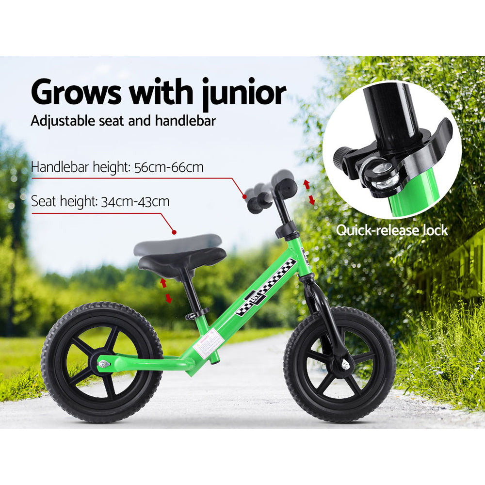 Rigo Green 12" Kids Balance Bike - Lightweight Toddler Bicycle with Adjustable Features