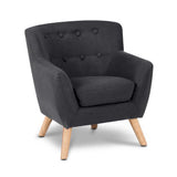 Elegant Black Linen Kids Armchair - Nordic French Design for Children's Rooms