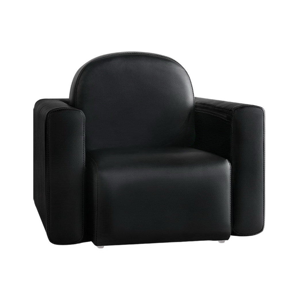 Convertible Black PU Leather Kids Armchair and Table Set