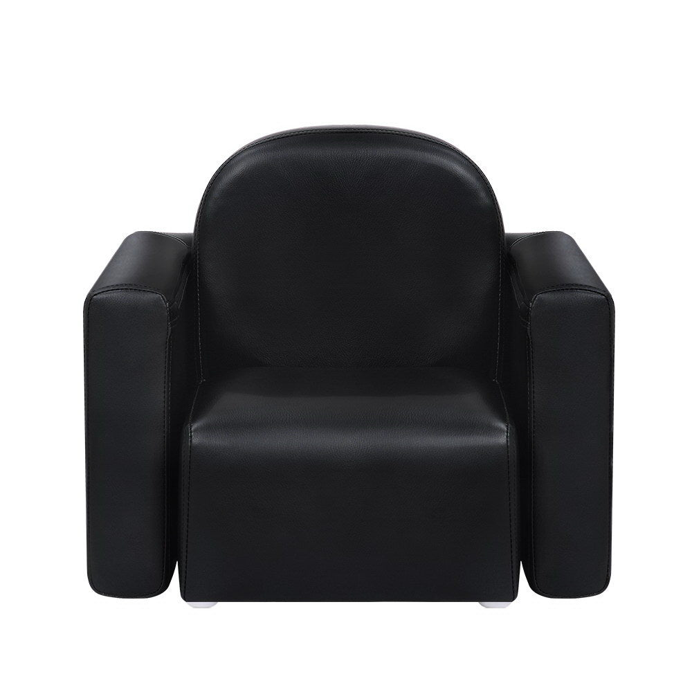 Convertible Black PU Leather Kids Armchair and Table Set