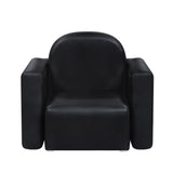 Convertible Black PU Leather Kids Armchair and Table Set - Side View