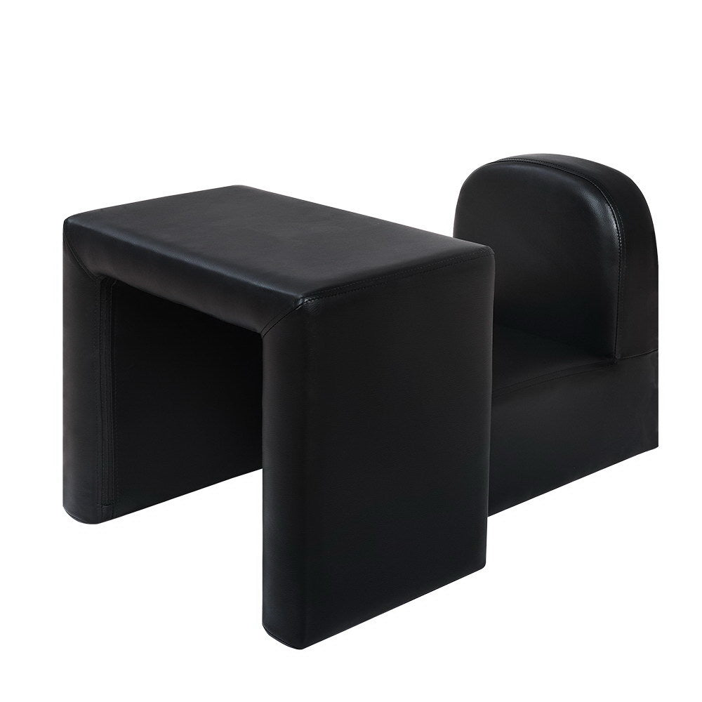 Convertible Black PU Leather Kids Armchair and Table Set