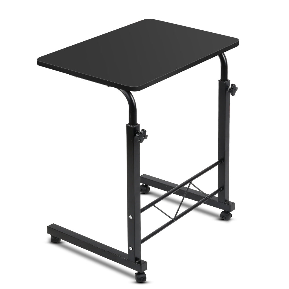 Adjustable Portable Laptop Desk with Wheels - Black