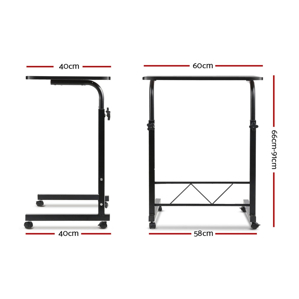 Adjustable Portable Laptop Desk with Wheels - Black