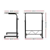 Adjustable Portable Laptop Desk with Wheels - Black - Side View