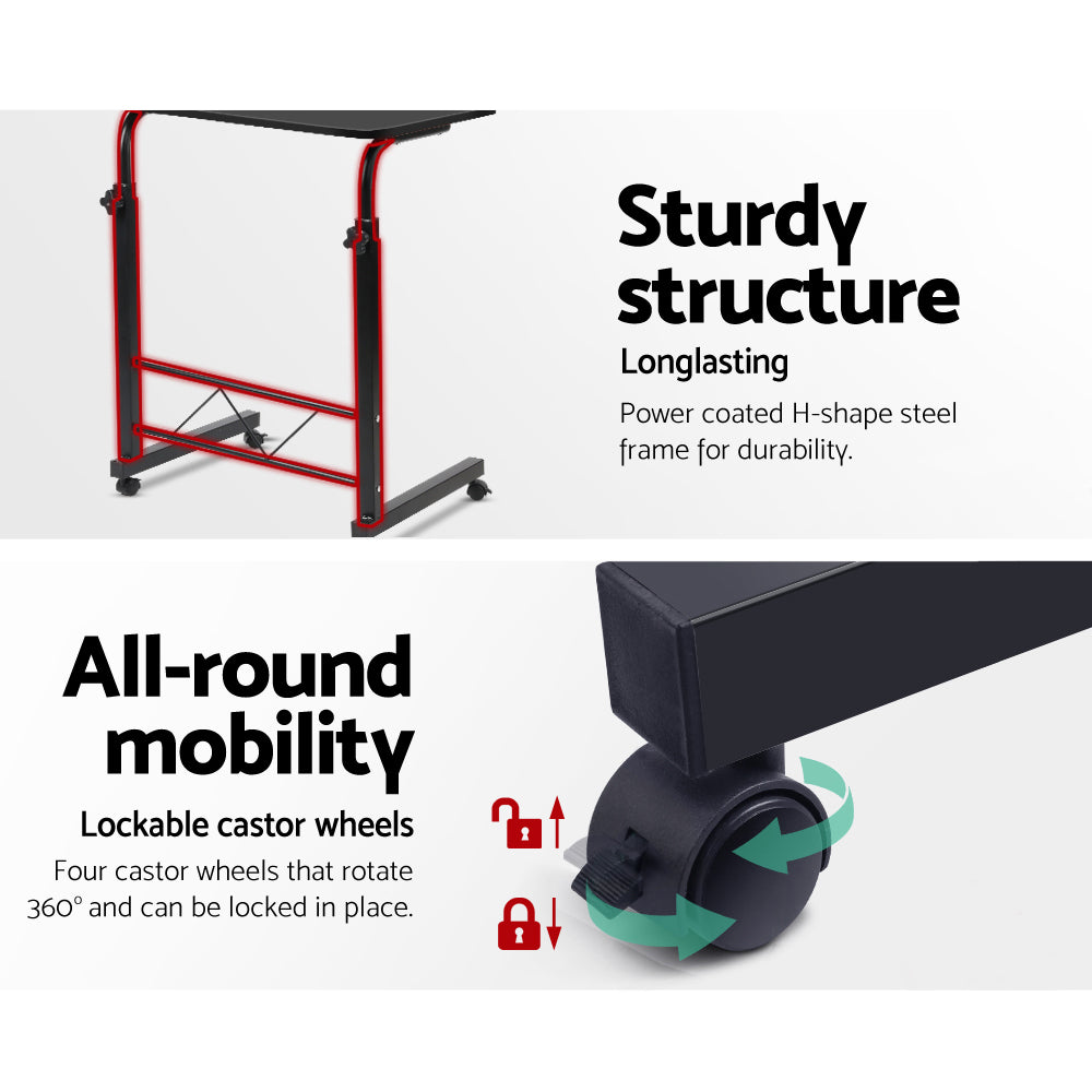 Adjustable Portable Laptop Desk with Wheels - Black
