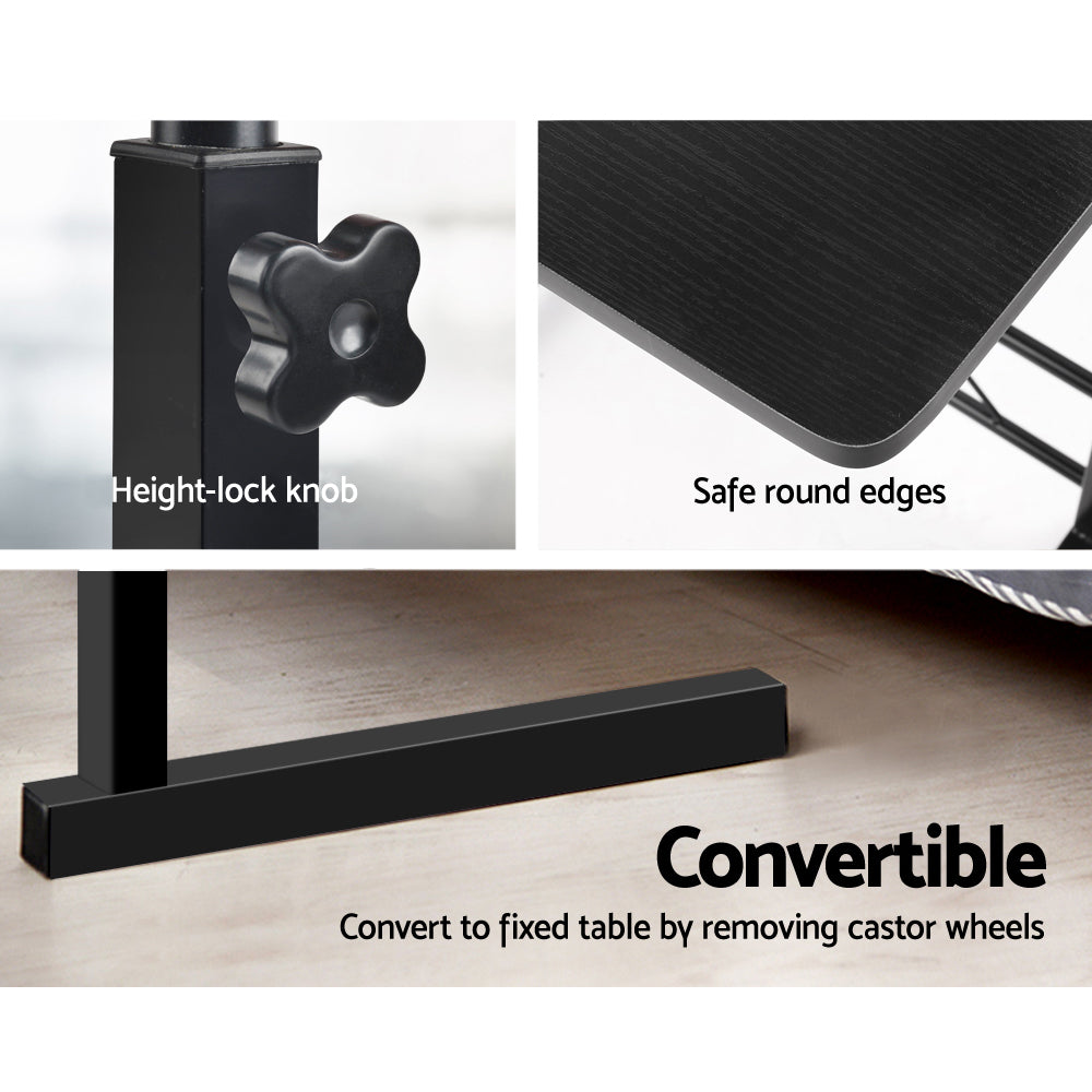 Adjustable Portable Laptop Desk with Wheels - Black