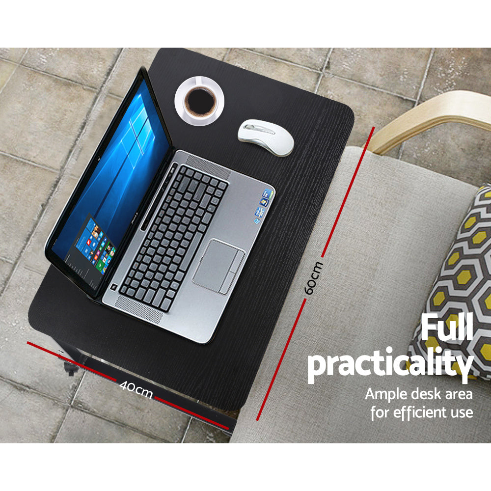 Adjustable Portable Laptop Desk with Wheels - Black
