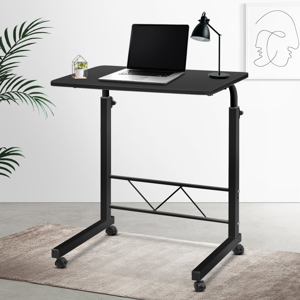 Adjustable Portable Laptop Desk with Wheels - Black