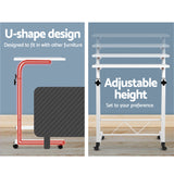 Portable White Mobile Laptop Desk with Adjustable Height and Lockable Wheels - Top-Down View
