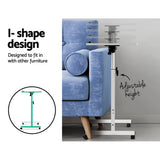 Height Adjustable Portable Laptop Desk with Tilting Top and Wheels - Versatile Mobile Workstation in White - Top-Down View