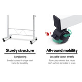 Height Adjustable Portable Laptop Desk with Tilting Top and Wheels - Versatile Mobile Workstation in White - Rear View