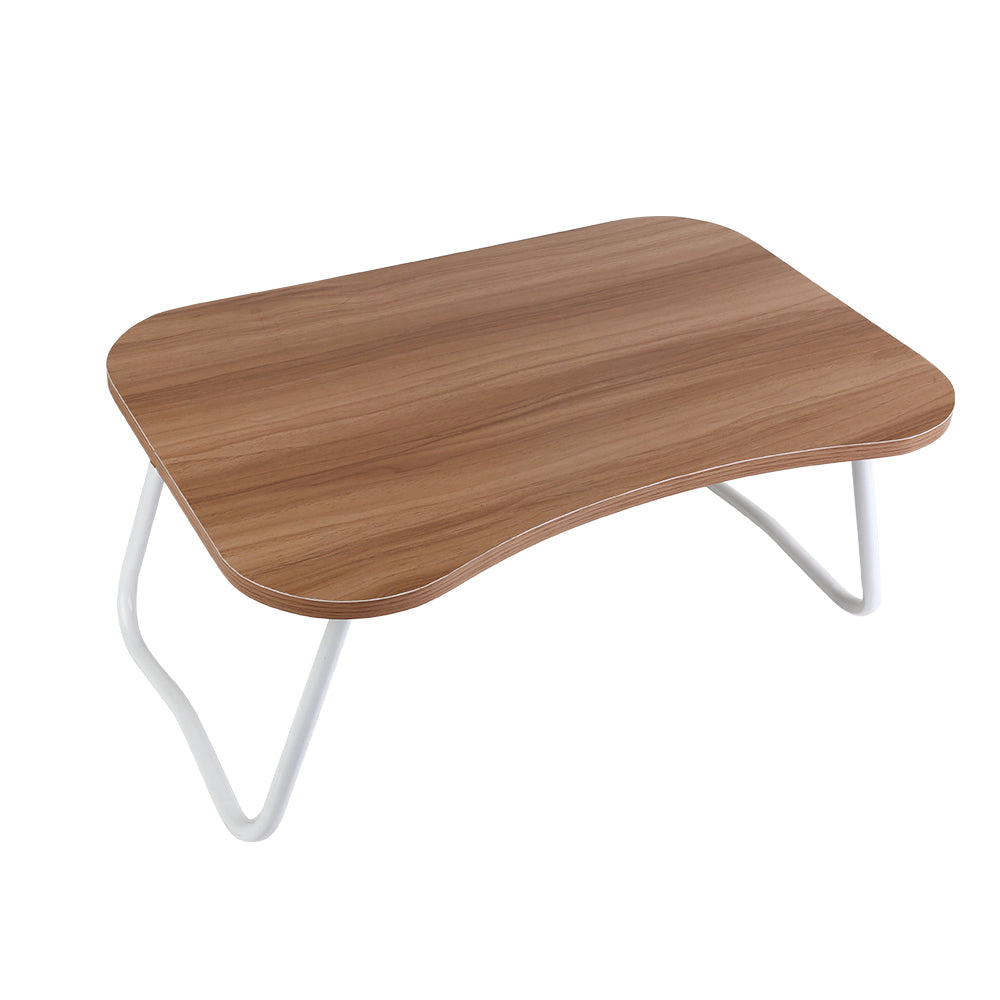Lightweight Foldable Bed Tray Table - Versatile Laptop & Breakfast Stand in Natural Wood Finish