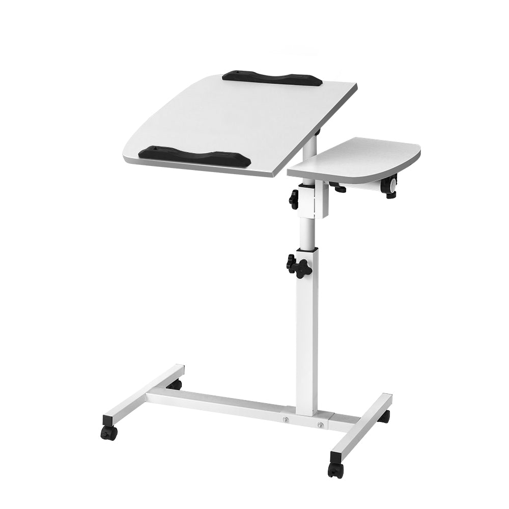 Mobile Adjustable Laptop Desk with Wheels - White