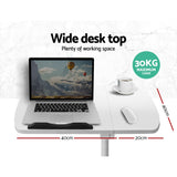Mobile Adjustable Laptop Desk with Wheels - White - Top-Down View