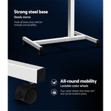 Mobile Adjustable Laptop Desk with Wheels - White - Rear View