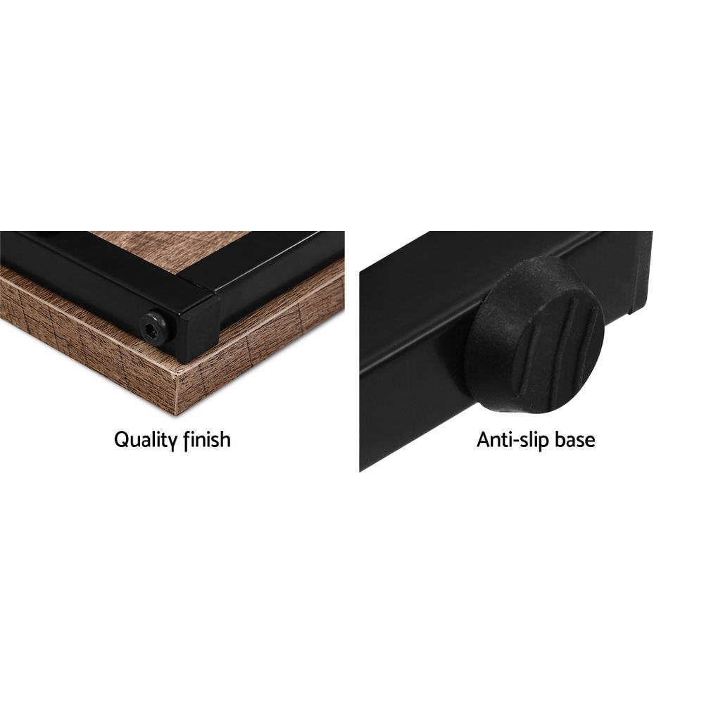 Industrial Rustic Nesting Side Tables with Wooden Top and Metal Frame